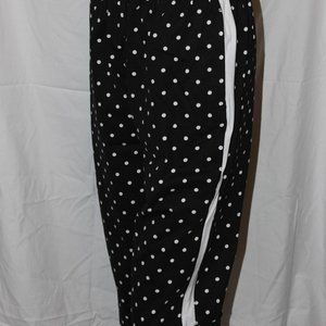 FREEDOM FIT ZONE 100% COTTON PULL ON KNIT CAPRIS BLACK POLKA DOT WOMENS PETITES
